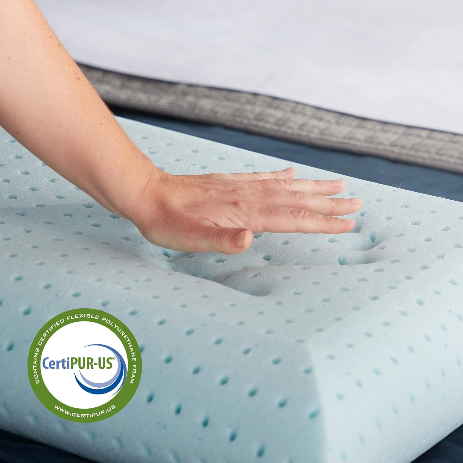WEEKENDER WKQQ30GF Memory Foam Pillow, Queen, Blue: Home & Kitchen