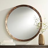 Uttermost Tortin Round Vanity Decorative Wall Mirror Rustic Vintage Multi-Tonal Hammered Jagged Metal Frame 34" Wide Decor fo