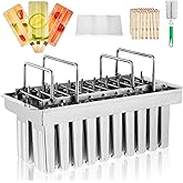 Dyna-Living Commercial Popsicle Molds 20PCS Flat Heads with Double Slots | Stainless Steel Ice Cream Popsicle Mold, Metal Ice Pop Mold for DIY Popsicle with Clean Brush &amp; Sticks, Easy-Release &amp; Clean