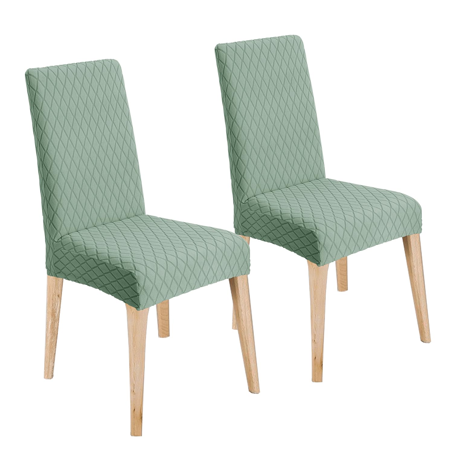LANSHENG Chair Covers, Stretch Dining Chair Protector Slipcovers Jacquard, Elastic Removable Washable Chair Seat Cover for Dining Room Kitchen Banquet Restaurant Home (Sage Green, Set of 2)