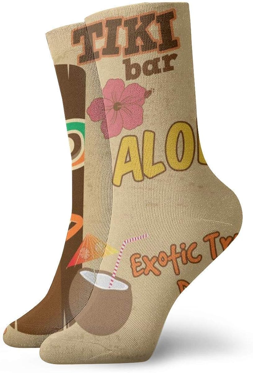 Hawaiian Aloha Exotic Tropical Men Womens Crew Socks Casual Sport Long