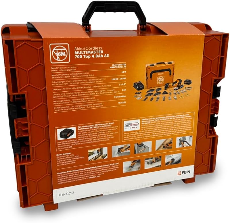 AMM 500 Plus Top Multiherramienta 18V, Batería 2.0Ah, StarlockPlus, Kit de Accesorios, en Maletín L-Boxx