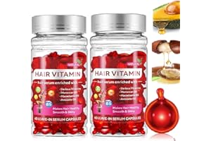 GINADAY 2 Box Hair Treatment Vitamin Serum Oil Capsules, Enriched with Moroccan Macadamia Avocado Oils Leave-in Vitamins A C E Pro B5 Hair Serum Oil for Frizzy and Damaged Hair.(80 Pcs)