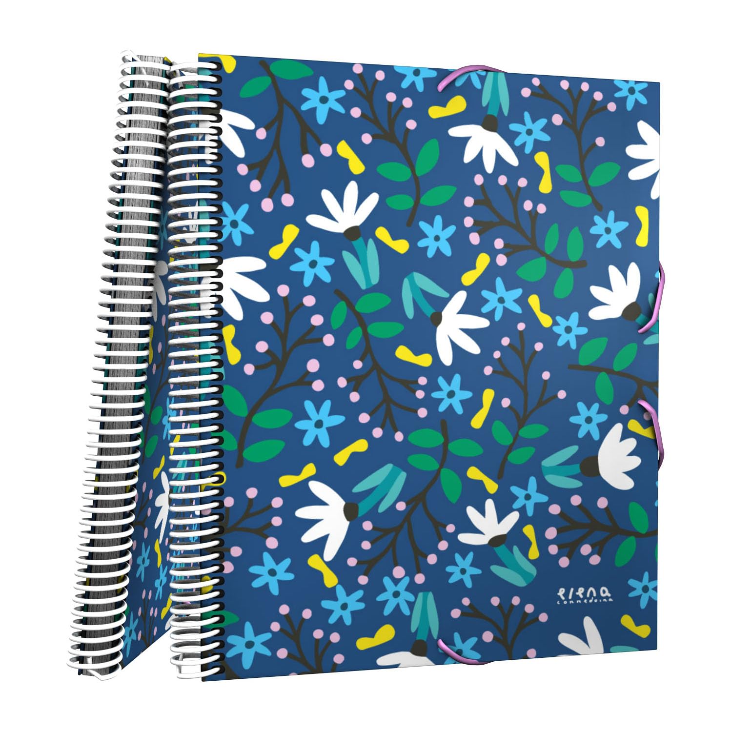 Grafoplás Folder Made of Plastic A4, Flexible Cover, Spiral Made of PVC, 30 Polypropylene Inserts, Blue Garden by Elena Corredoira, Maxiplas, Perfect School Material