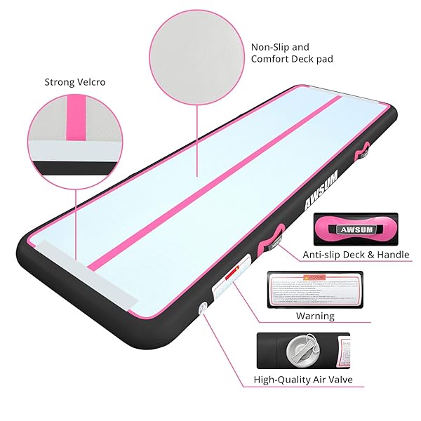 AWSUM 13FT GYMNASTICS MAT WITH AIR ROLLER TUMBLING BARREL BACK SOMERSAULT BACKBEND TRAINER FOR INFLATABLE GYMNASTICS SPRINGBOARD BACK HANDSPRING EQUIPMENT, WITH ELECTRIC PUMP