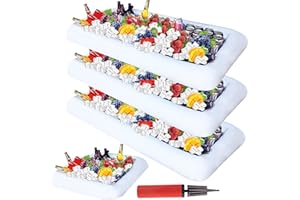 GreatMH 4PCS Inflatable Ice Serving Bar Cooler for Parties Floating Tray for Pool Salad Bar Party Supplies