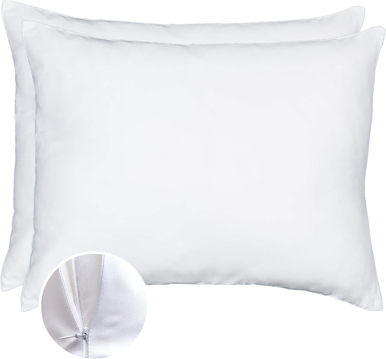 Bamboo Pillowcase - Set of 2 Zipper Pillow Cases King Size, Cooling Pillow Cases for Night Sweats
