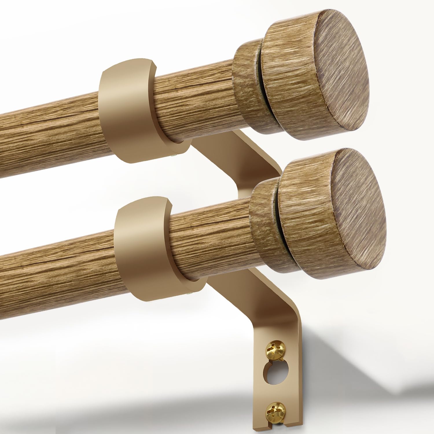 Photo 1 of 2 Pack Weathered Wood Grain Curtain Rods for Windows 28 to 48 Inches 1" Diameter Heavy Duty Window Curtain Rod Adjustable with Solid Finials for Living Room Bedroom Kitchen Farmhouse Outdoor