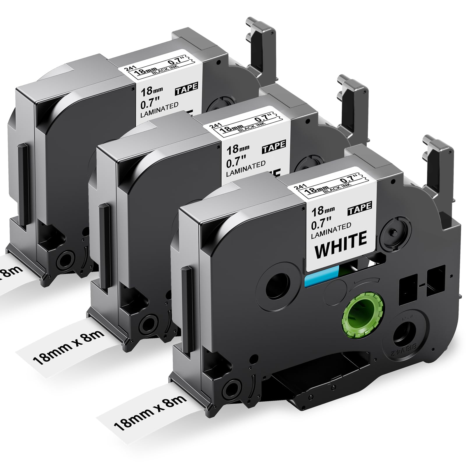 3-Pack Upwinning AZe-241 TZe-241 TZe241 18mm Compatible with Brother Label Printer Tape 18 mm Black on White, Replace for P Touch Tape 18mm Laminated for Brother P-Touch D400 D450 D460 E300VP H500