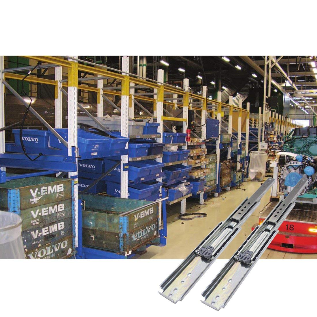 VADANIA Industrial Heavy Duty Drawer Slides 60 Inch, VA2576, 3-Fold Full Extension, Ball Bearing, 3" Widening, Side Mount, 1-Pair