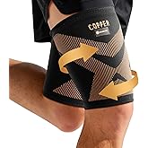 Copper-Infused Thigh Compression Sleeves 1 Pair [Upgrade Medical-Grade & Anti-Slip] Hamstring Compression Sleeves for Workouts, Sports Recovery and Quad & Groin Support, Breathable Upper Leg Sleeve for Women & Men