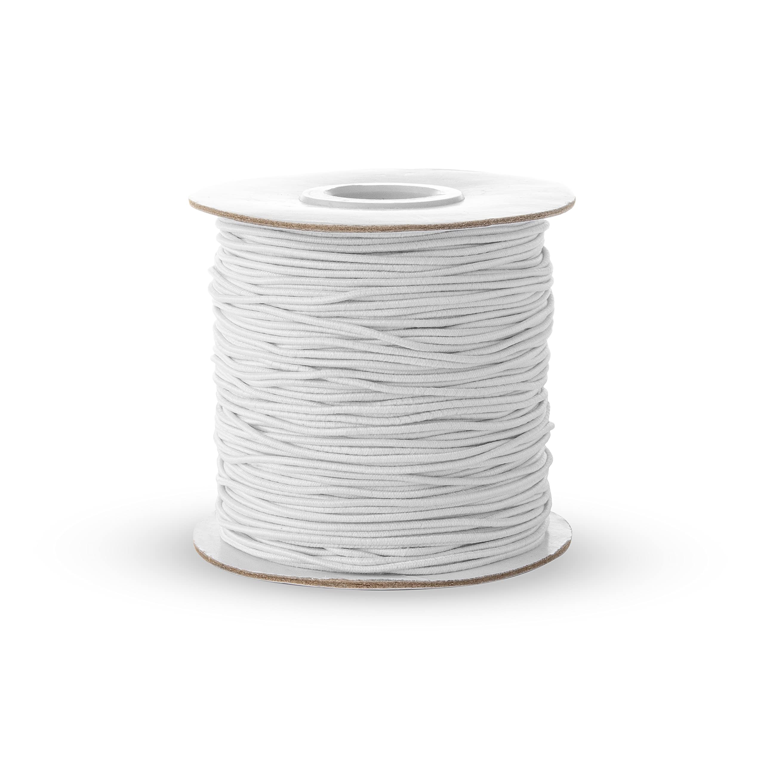 Realm Elastic Cord/Round Hat Elastic Black & White (1mm, 2mm & 3mm) Craft, Jewellery Stringing, Masks, Party Hats (White, 1mm - 20 Metres)