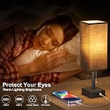 Aooshine Bedside Lamp USB C+A Ports 3 Color Modes Pull Chain Black Shade view 3