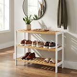 KEPLIN 3 Tier Bamboo Shoe Rack Small Space Easy Assembly 9 Pairs 55x70x25cm view 8