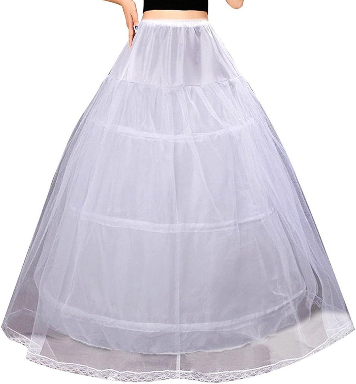 kivie3 Hoop Slip Hoop Skirt Full Crinoline Petticoat for Cinderella Dress/Prom Dress/Wedding Dress White