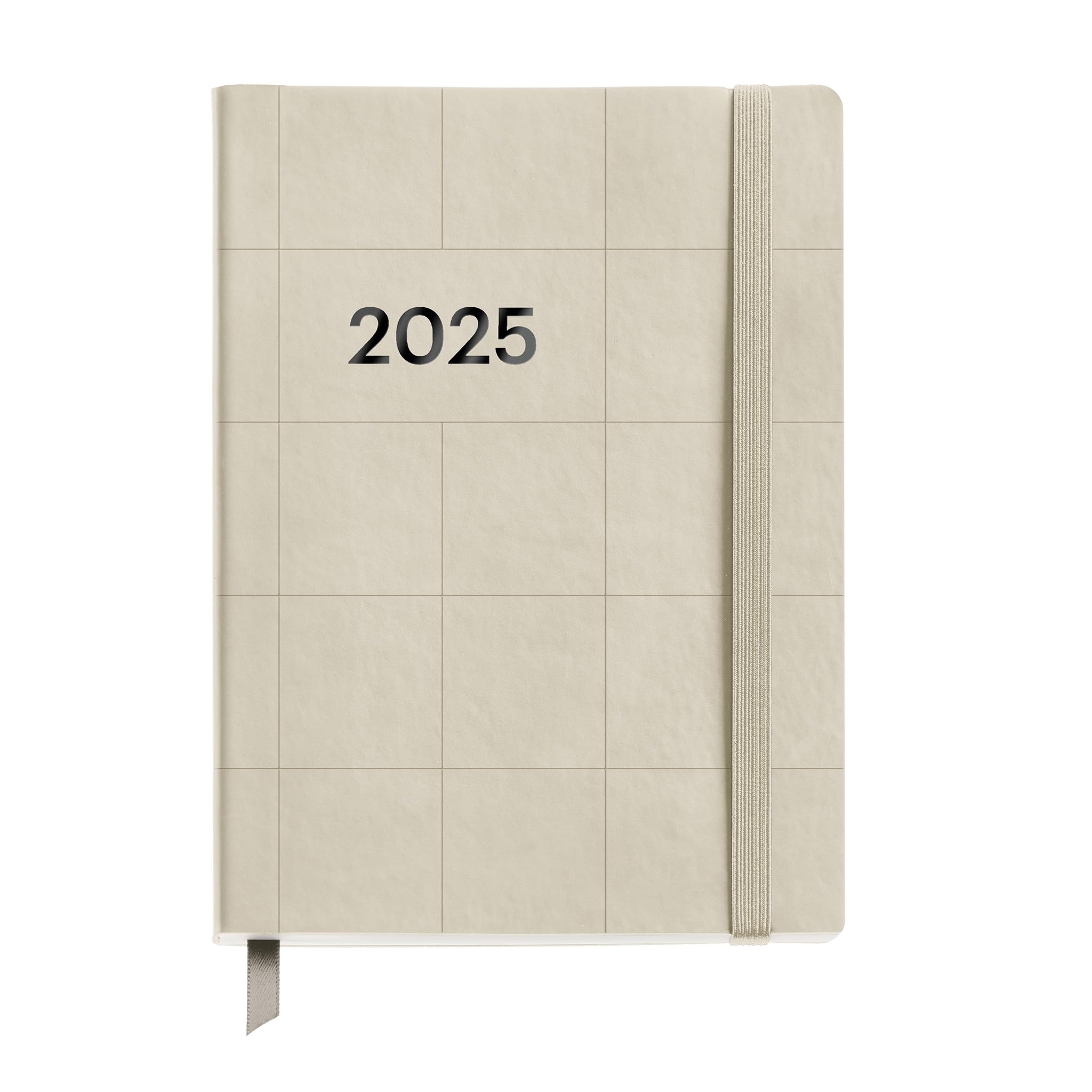 Miquelrius - 2025 Diary, Yearly Diary 122 x 168 mm, Day Page, Flexible Cover with Stitched Leather, Paper 80 g/m², Spanish, English and Portuguese, Cream Colour