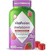 vitafusion Max Strength 10 mg Melatonin Gummies, Strawberry Flavored, Adult Melatonin Gummy Vitamin Supplement, 100 Count, 50