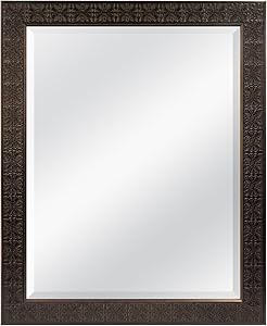 MCS 22" x 28" Inch Stamped Medallion Wall Mirror, 28x34 Inch Overall Size, 22" x 28", Bronze