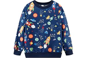 NUBEEHOHO Boys Cotton Sweatshirts Crewneck Long Sleeve Pullover Toddler Winter Warm Sweater Tops 2-7T