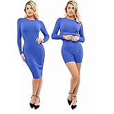Popilush Shapewear Dress Casual Crew Neck Midi Dress Back Zipper Bodycon Dress