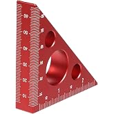Aluminum Alloy Right Angle Ruler 45/90 Degree Layout Thickened Triangle Ruler Imperial and Metric Scales Isosceles Square Measuring Tool for Woodworking Red