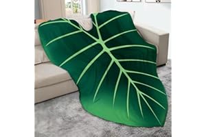 kerscton Leaf Blanket Plant Throw Blankets Soft Plush Flannel Giant Shaped Comfortable Kids or Adults for Couch Bed Sofa Decorative Great Gifts (Green Leaves) 87x63 Inch