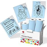 Phomemo Blue Self-Adhesive Thermal Paper, Glossy Printable Sticker Paper for Phomemo T02/M02X/M02L/Y02C/Q02 Mini Sticker Printer, 50mm x 3.5m, Diameter 28mm, 3-Rolls, Image Time 20 Years