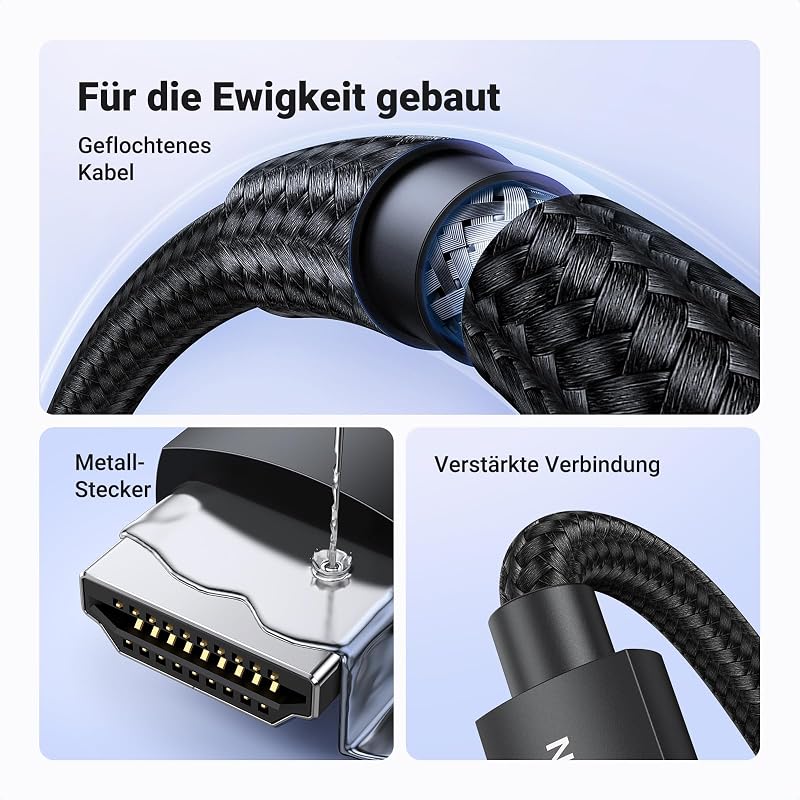HDMI 2.1 Kabel, zertifiziert, 8K@60Hz, 4k@240Hz/120Hz, 48Gbps, 2M
