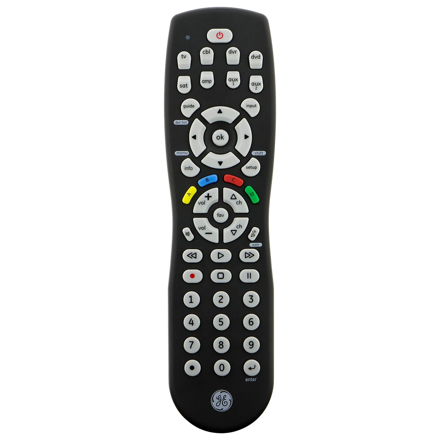 Amazon.com: GE 8 Device Universal Remote, Ergonomic Design, Works with  Smart TVs, LG, Vizio,Sony, Blu Ray, DVD, DVR, Roku, Apple TV, Streaming  Players, ...