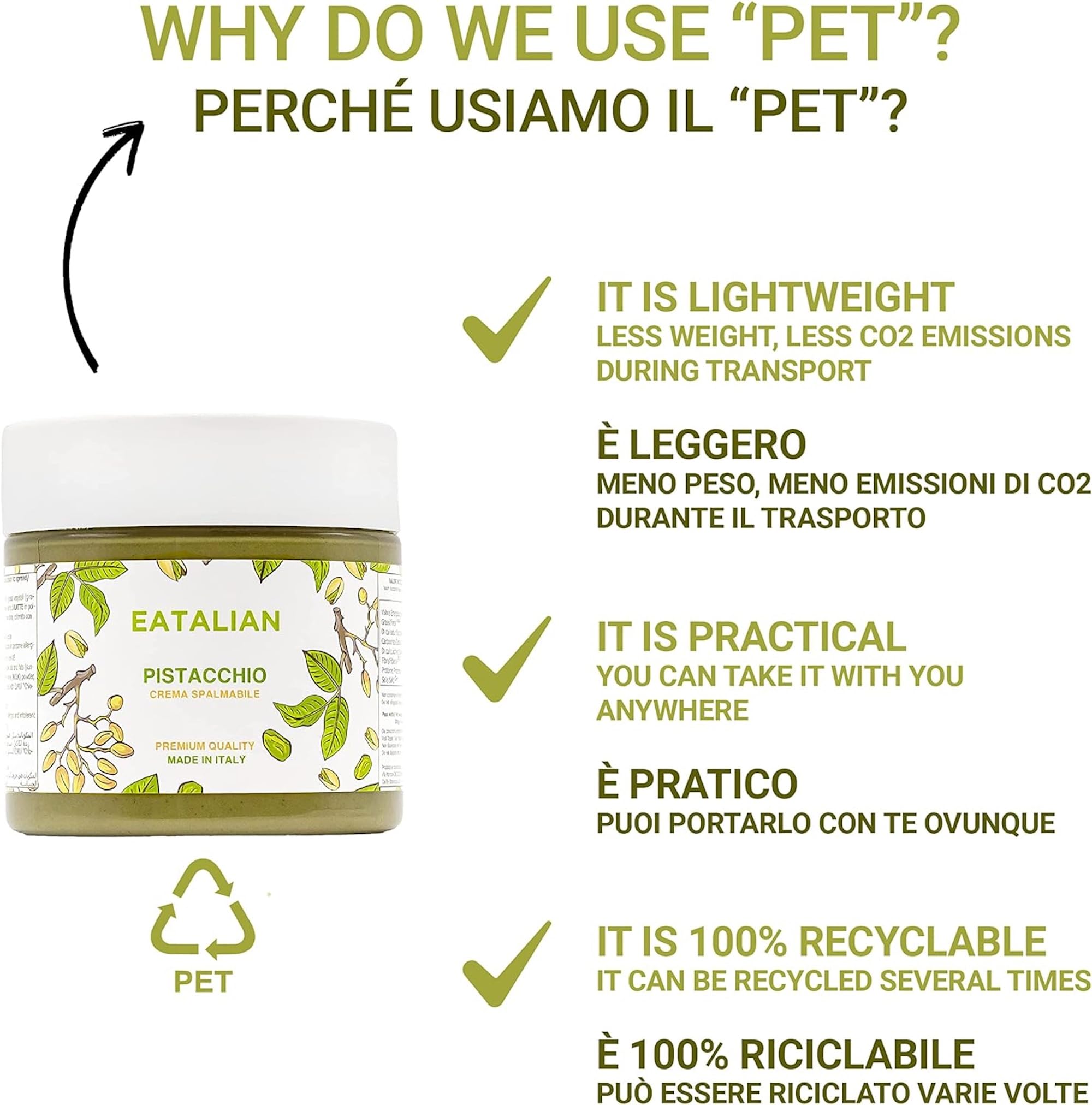 EATALIAN by AMZ BETTER Pistaziencreme, Köstliche streichfähige Creme mit Süßem und Einzigartigem Geschmack, Ideal auf Brot, Perfekt mit Eis, Hervorragend für Dubai Chocolate, 200 gr Made in Italy 6