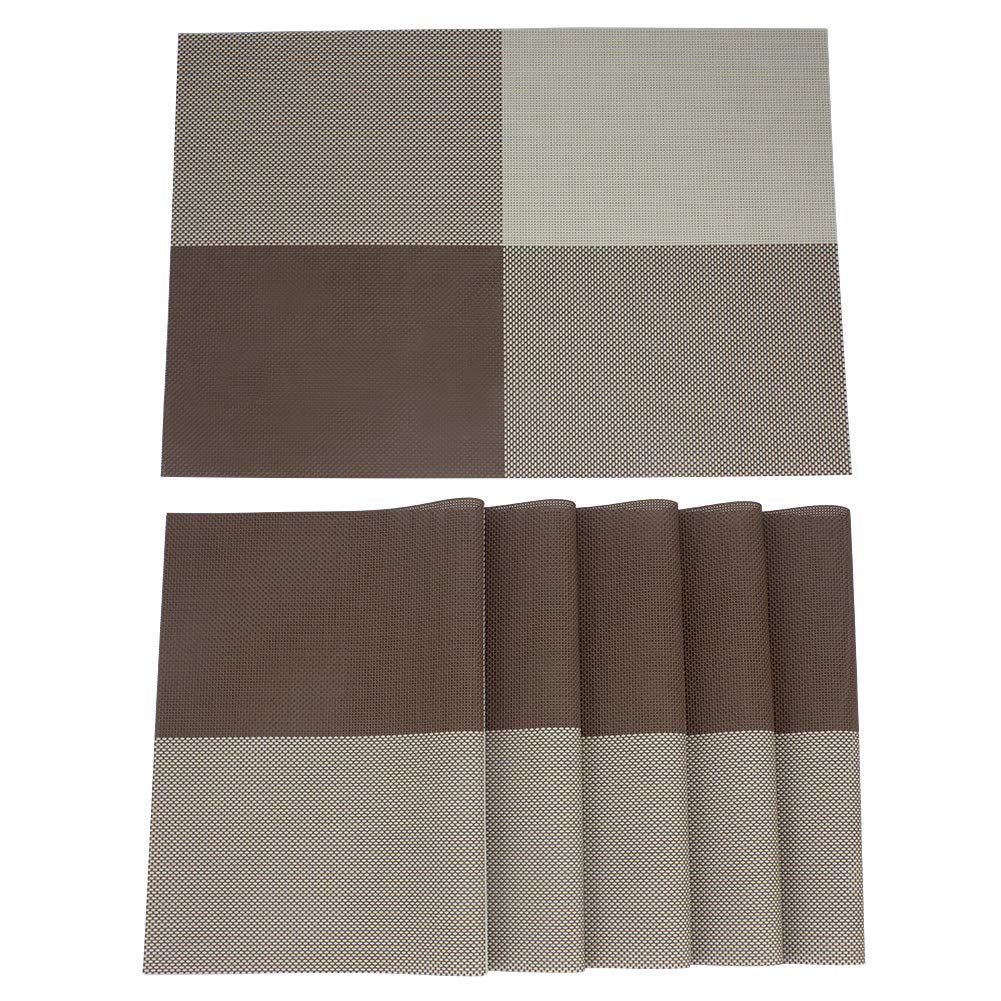 BeGrit Table Mats Set of 6 Plastic Placemats Heavy Vinyl Heat Resistant Square Non-slip Insulation Washable Table Mats 18\