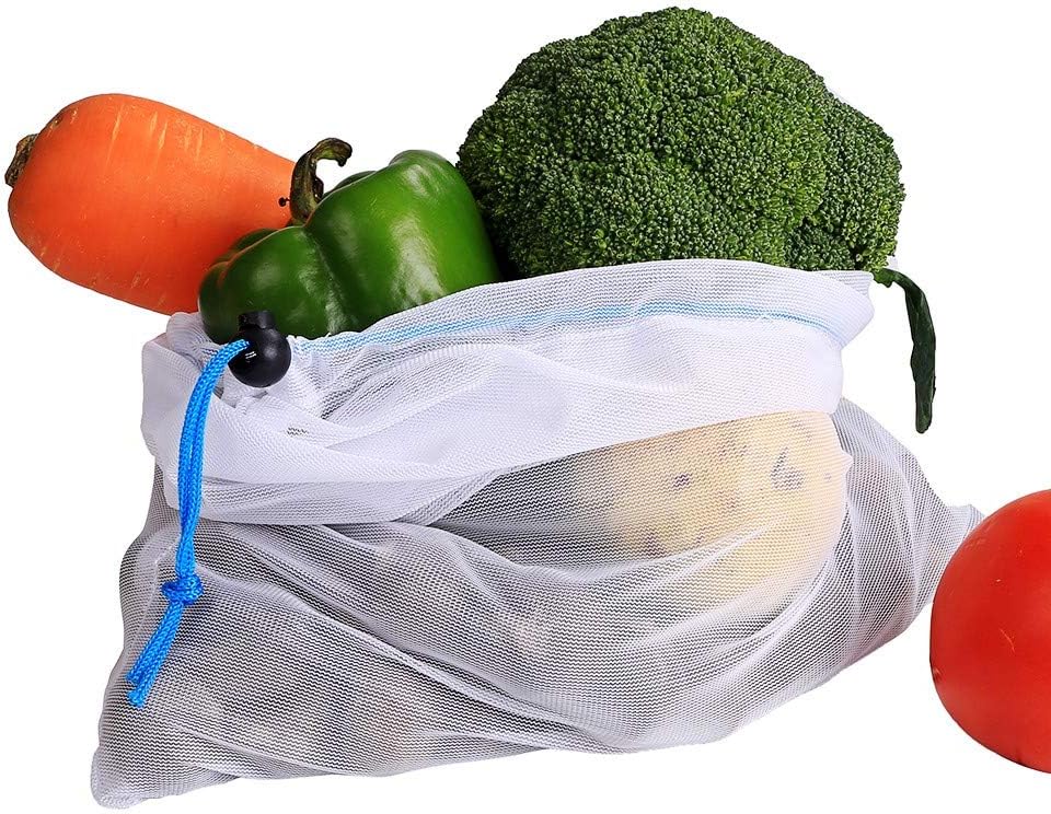 JZK 11 PCS Small Medium Large eco-Friendly Reusable Foldable mesh Drawstring Shopping Bags for Fruit and Vegetables Grocery Produce net Bags - Image 4
