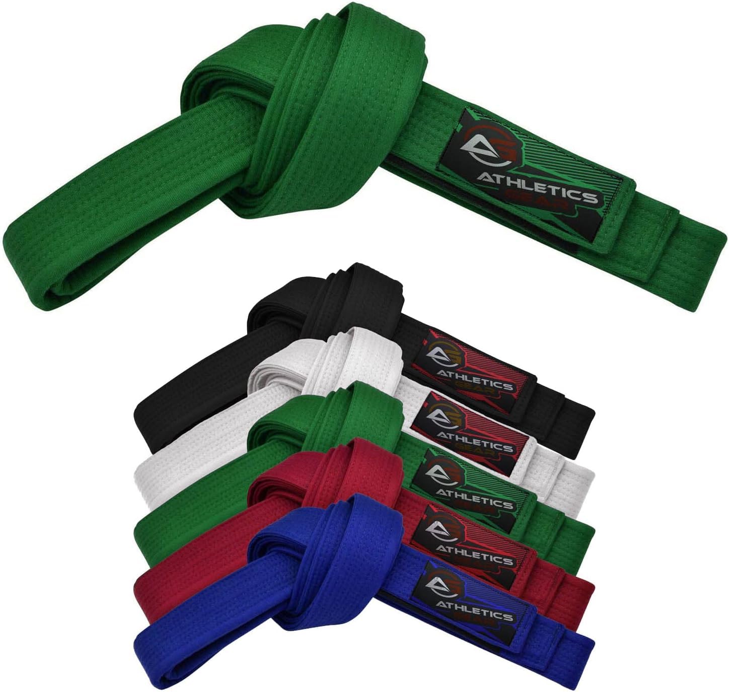 Athletics Gear AG Martial Arts Karate Belt, 100% Cotton with Multiple Stitching Belts for BJJ, Judo, Taekwondo and Karate (Green, 220cm)