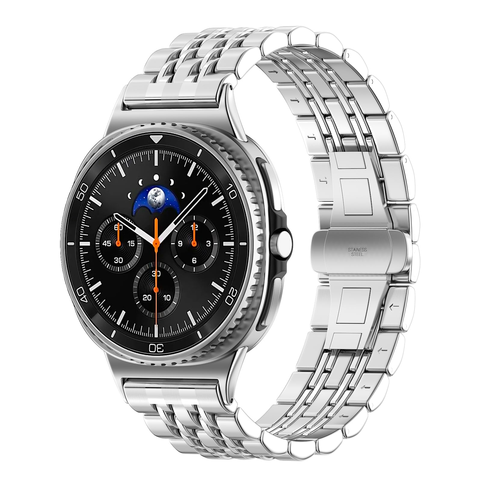 Photo 1 of Mtozon Stainless Steel Men Bands Compatible with Samsung Galaxy Watch 8 40mm 44mm Classic Replacement Metal Replacement Wristbands, Silver