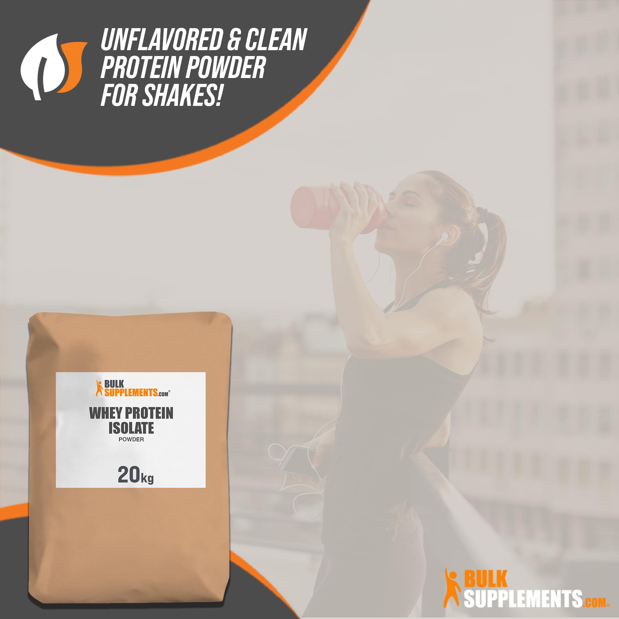 BulkSupplements.com Whey Protein Isolate Powder - Whey Protein Powder, Unsweeteneed, Unflavored & Gluten Free - 30g per Serving, 20kg (44 lbs) (Pack of 1)