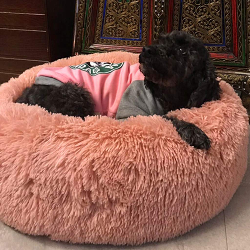 Round Dog Cat Bed Cat Puppy Portable Pet Cat Bed Fluffy Soft Warm Cozy