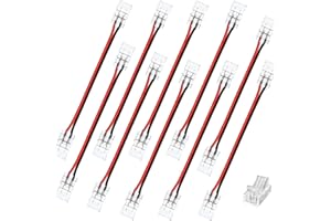 Clearhill 8mm 2Pin 10Pcs COB LED Strip Connectors,Double-Ended Strip to Wire Solderless with 10cm Wire Connector,for 8mm Sing