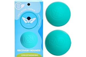 RAD Recovery Rounds Myofascial Release Balls (Set of 2) - Extra Soft Therapy Balls for Back Pain, Jaw, Forearm, & Neck - Deep