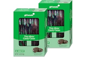 Girl Scout Thin Mints Candy Canes 2 Pack (24 Candy Canes Total) Weird Candy Cane Flavors, Christmas Candy Canes, Bulk Candy Canes, Weird Flavor Candy Canes by Snackivore