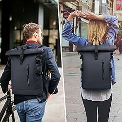 Roll Top Laptop Backpack for Men Women, Expandable