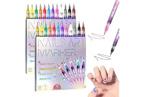 NOGCAW 12 Colors Nail Art Pens Set, Nail Art Markers Polish Pen for 3D Nail Art, Drawing Painting Liner Brush for DIY Nail Art Beauty Adorn Manicure Tool (24 colors)
