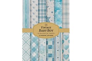 Vintage Baby Boy Scrapbook Paper: 24 Double-Sided Soft Vintage Designs in 8.5 x 11" Featuring Baby Patterns & Soft Blue Tones