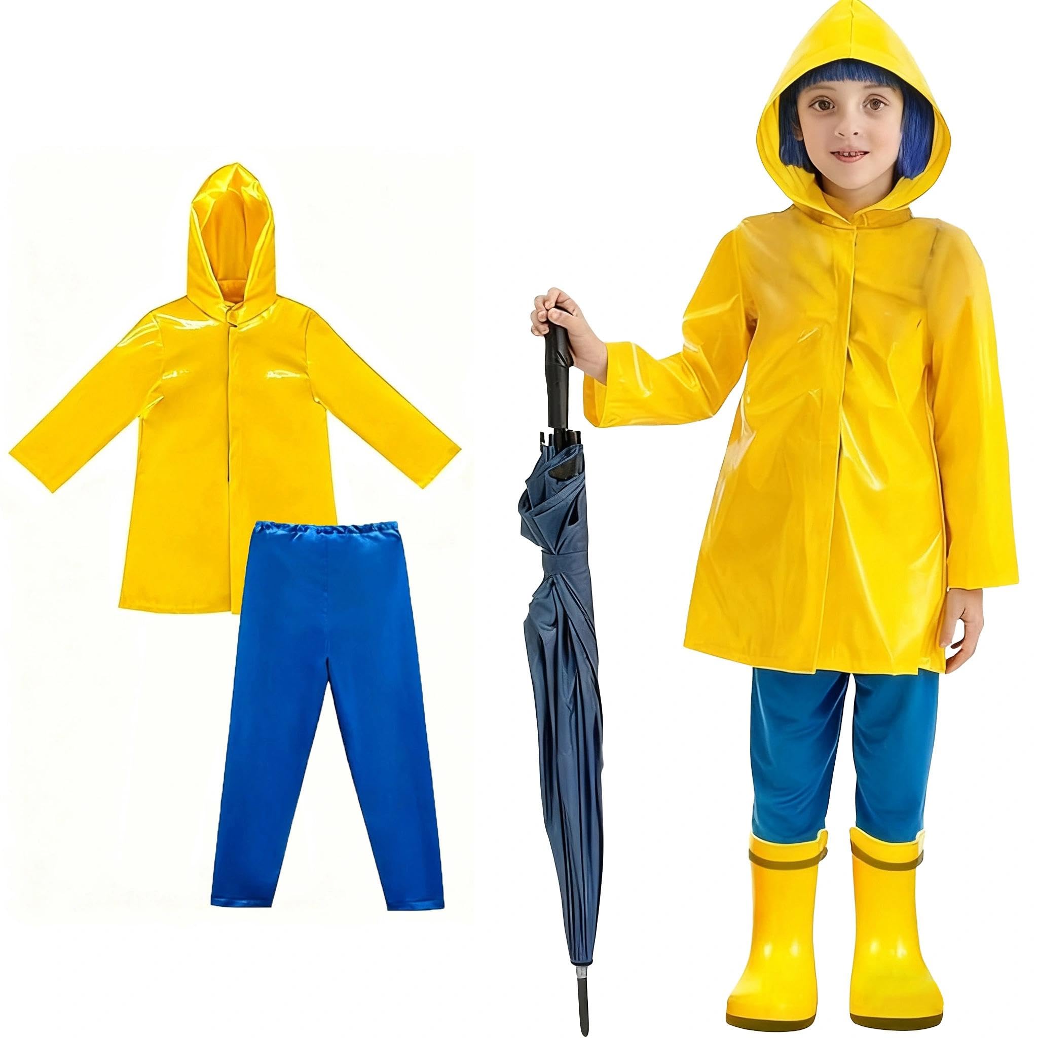Yellow Raincoat and Blue Pants Kids Costume Set Halloween Cosplay Accessories Merchandise