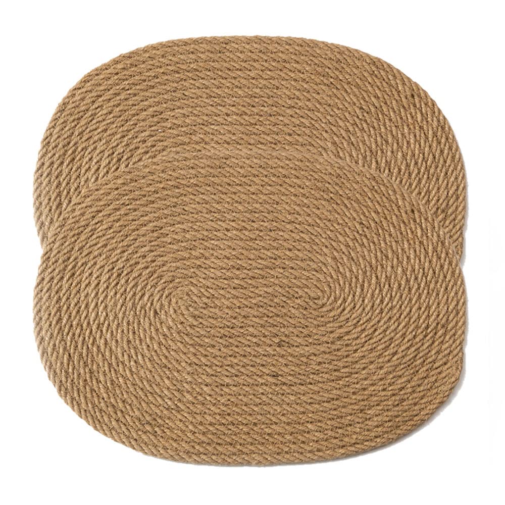 Large Oval Woven Placemats, 30 x 40cm 2 Pack Natural Jute Kitchen Dinning Table Mats, Rustic Boho Heat Resistant Non-Slip Mats Braided Farmhouse Placemats (Jute(30 x 40cm)-2Pack)