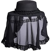 Girls Women Gothic Victorian Hat White Black Lace Detachable Hat