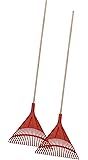 SuperioAdult Rake with Hardwood Handle, Durable Plastic Head to Sweep Leaves in Lawn and Tidying Up The Garden, 61" 2-Pack