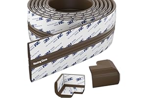 Roving Cove PreFit (Broad) Fireplace Edge Corner Protector (Extra Wide 9ft Edge 2 Corners), Baby Proofing Bumper Guards, Coffee Brown, Pre-Taped, for Straight Surfaces - New & Improved
