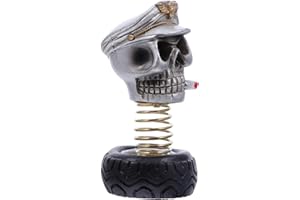 VICASKY Car Interior Decoration Toy Skull Head with Spring Shaking Head Resin Collectible Skull Heads Car Dashboard Ornament