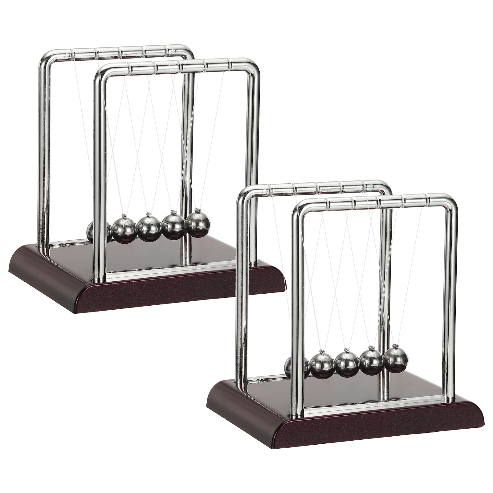PATIKIL 2 Pack Newtons Cradle, Newton's Cradle Pendulum 5 Balance Balls Desk Toys Gravity Ball Cool Funny for Physics Toys Adults Science Men Office Desk Decor Home Gift, Red, m