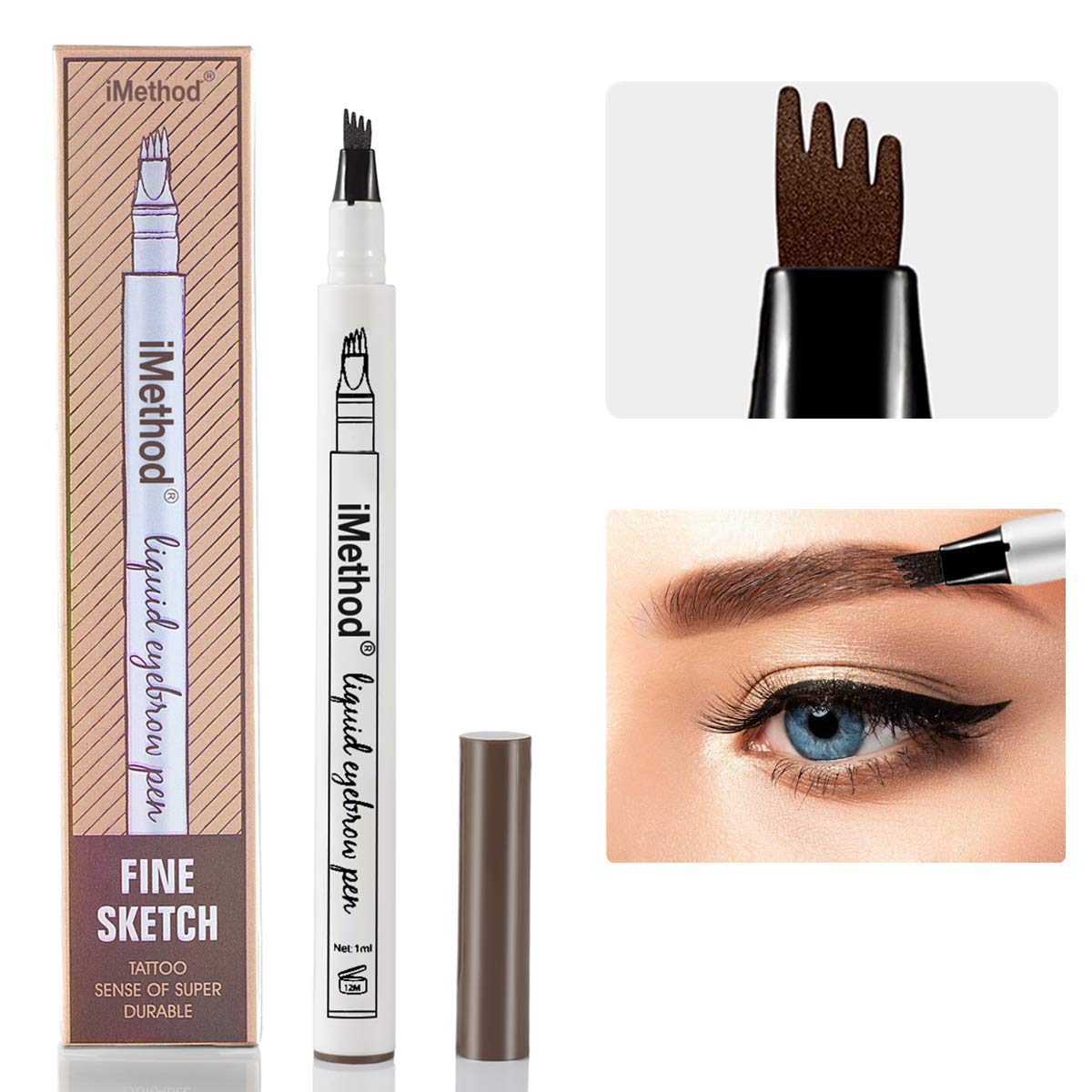 Eyebrow Tattoo Pen - iMethod Microblading Eyebrow Pencil with a Micro-Fork Tip Applicator Creates Natural Looking Brows Effortlessly and Stays on All Day